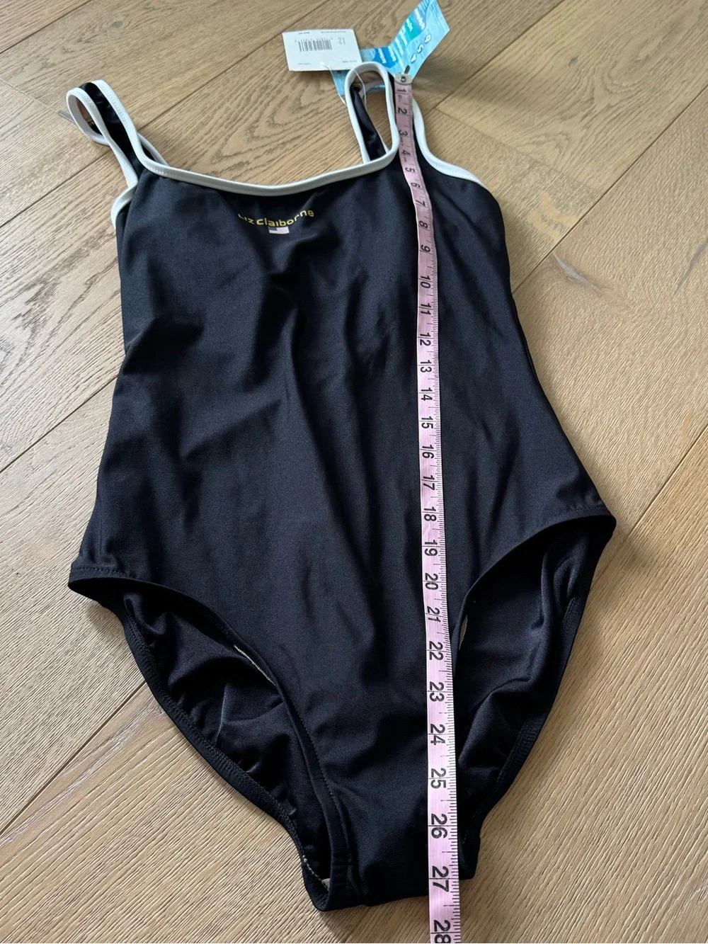 Vintage Liz Claiborne One-Piece Swimsuit with White Trim and American Flag 12